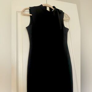 Sleeveless Black Tie-Neck Sheath Dress